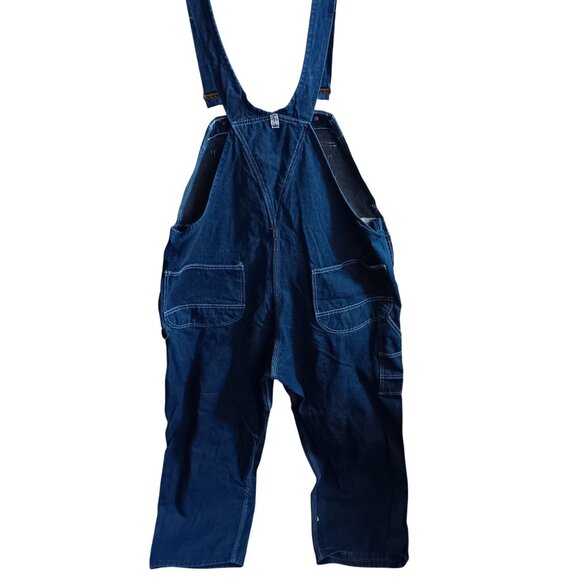 Men's 42x29 Vintage Key Denim Overalls Made Mexico 1990's Workwear Dark Wash - Picture 2 of 5
